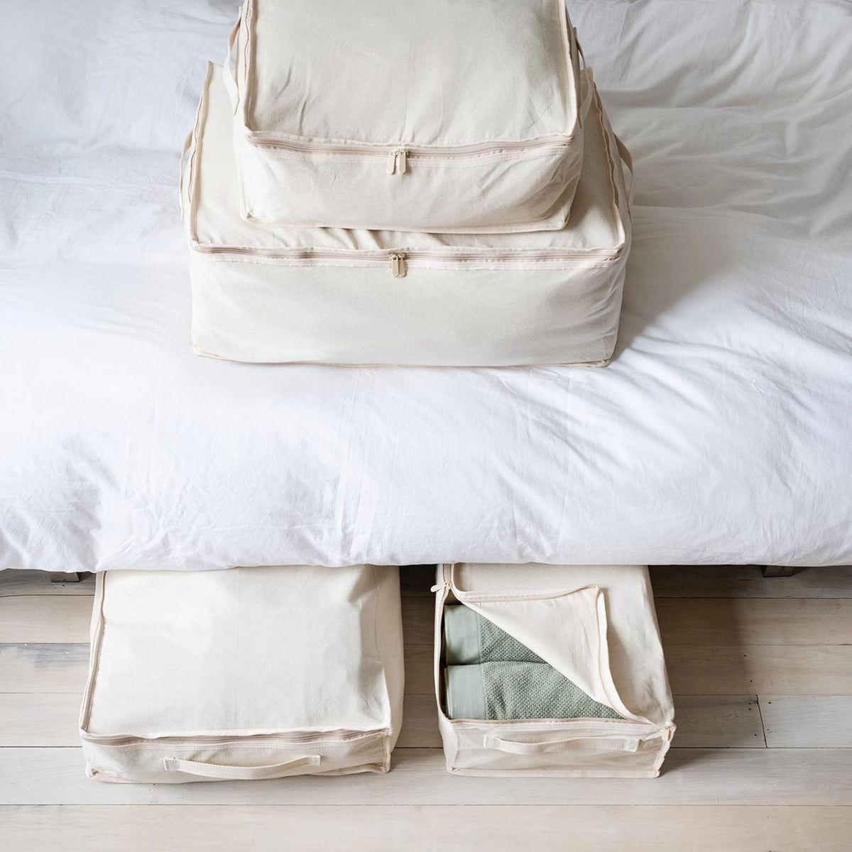 Natural Cotton Storage Bags – Thick Cotton with Reinforced Handles