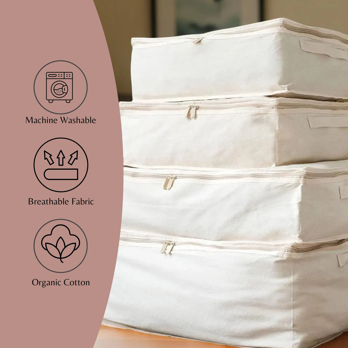 Natural Cotton Storage Bags – Thick Cotton with Reinforced Handles