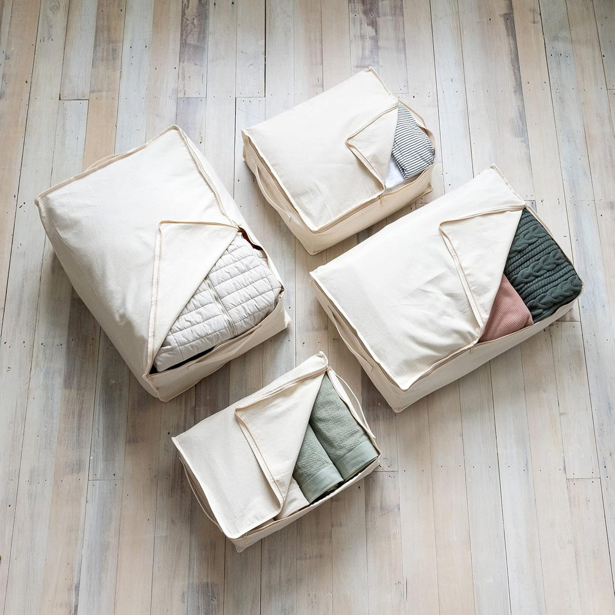 Natural Cotton Storage Bags – Thick Cotton with Reinforced Handles