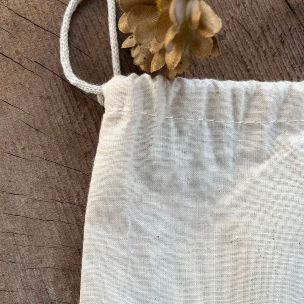 8x10 cm (3x4 inches) Natural Cotton Double Drawstring Bags