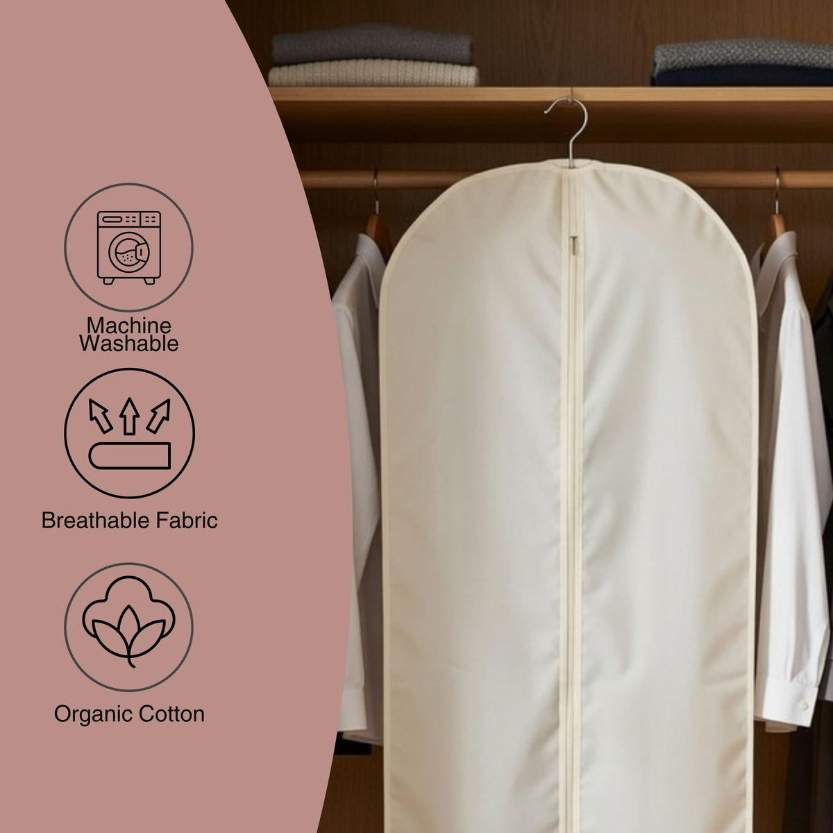 Cotton Garment Bag – Breathable, Reusable Clothing Cover (116cm)