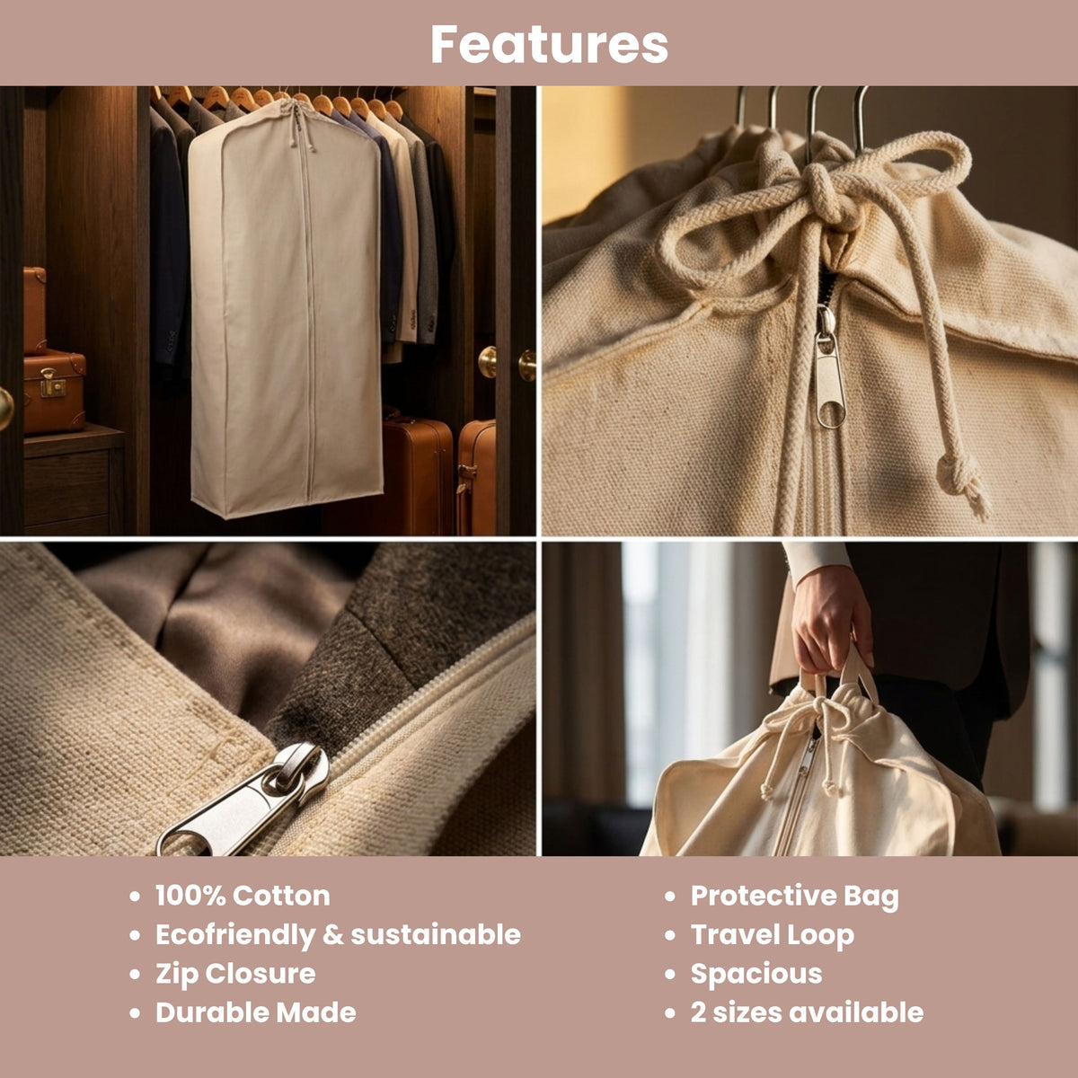 Cotton Garment Storage Bag. Heavy-Duty, Breathable Cotton Cover