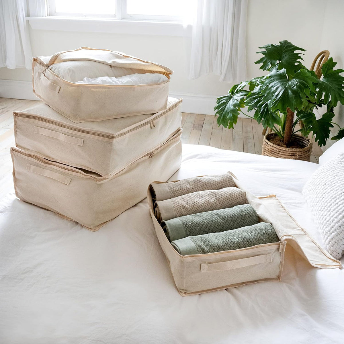 Natural Cotton Storage Bags – Thick Cotton with Reinforced Handles